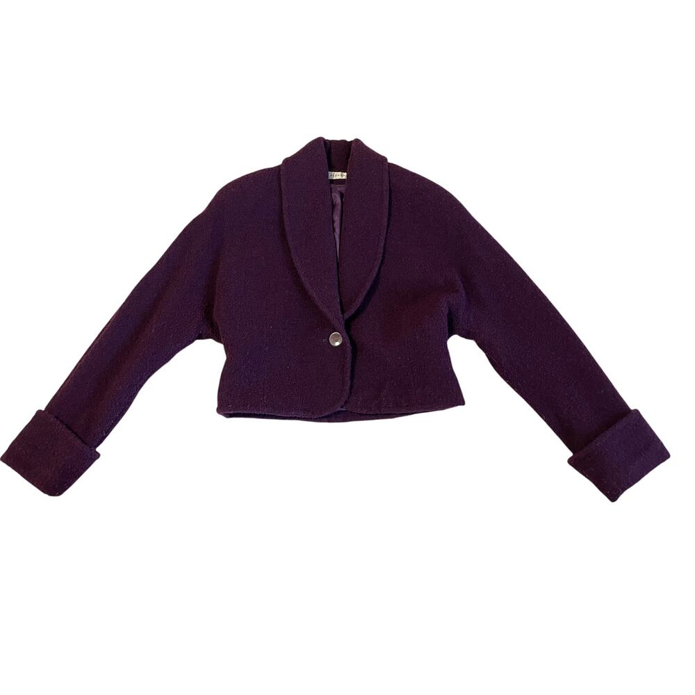 VTG Paul Alexander Wool Blend Retro Terry Cloth Textured Cropped Womens Blazer 6 - Picture 9 of 10